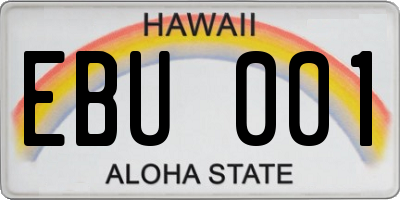 HI license plate EBU001