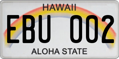 HI license plate EBU002