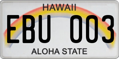 HI license plate EBU003
