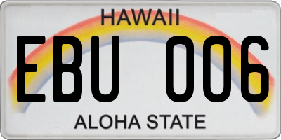 HI license plate EBU006