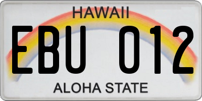 HI license plate EBU012