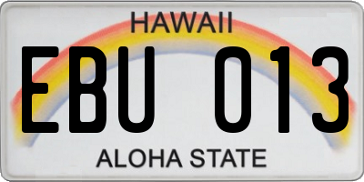 HI license plate EBU013