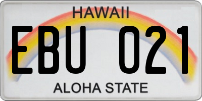 HI license plate EBU021