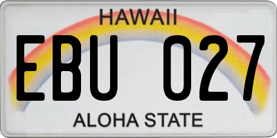 HI license plate EBU027