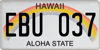 HI license plate EBU037