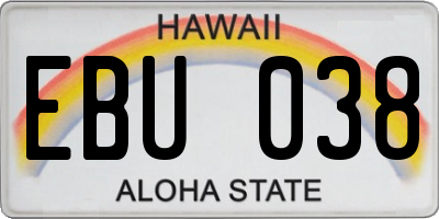 HI license plate EBU038