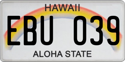 HI license plate EBU039