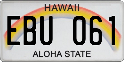 HI license plate EBU061
