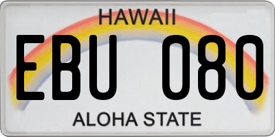 HI license plate EBU080