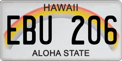 HI license plate EBU206