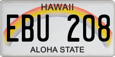 HI license plate EBU208