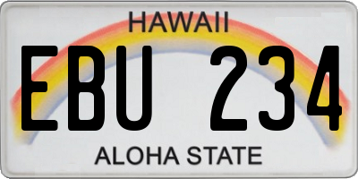 HI license plate EBU234