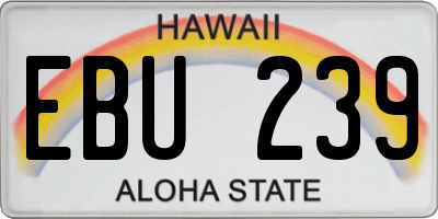 HI license plate EBU239
