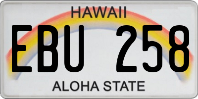 HI license plate EBU258