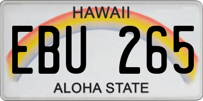 HI license plate EBU265