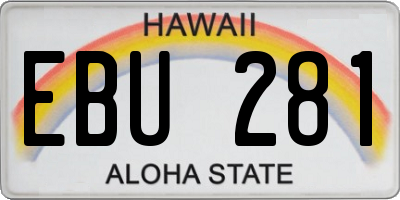 HI license plate EBU281