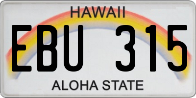 HI license plate EBU315