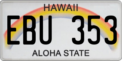 HI license plate EBU353