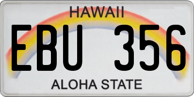 HI license plate EBU356