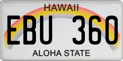 HI license plate EBU360
