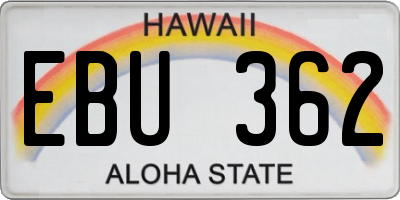 HI license plate EBU362