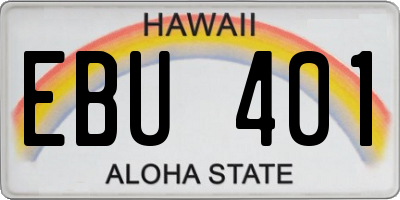 HI license plate EBU401