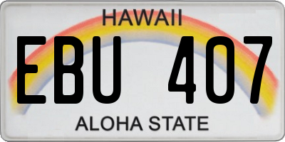 HI license plate EBU407