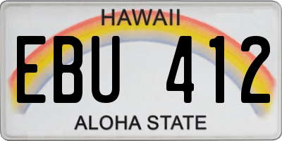 HI license plate EBU412