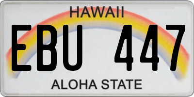HI license plate EBU447