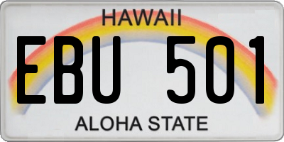 HI license plate EBU501