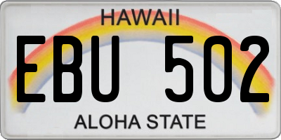 HI license plate EBU502
