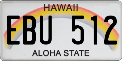 HI license plate EBU512