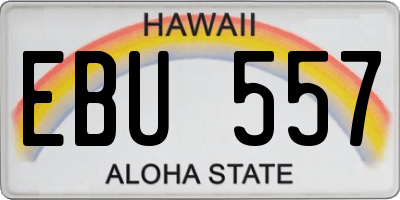 HI license plate EBU557