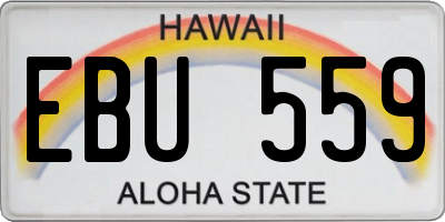 HI license plate EBU559