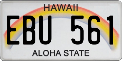 HI license plate EBU561