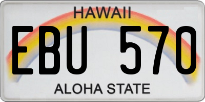 HI license plate EBU570