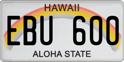 HI license plate EBU600