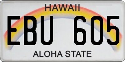 HI license plate EBU605