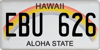 HI license plate EBU626