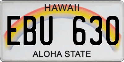 HI license plate EBU630