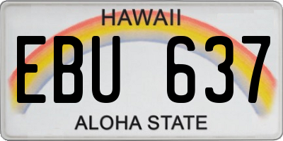 HI license plate EBU637