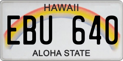 HI license plate EBU640