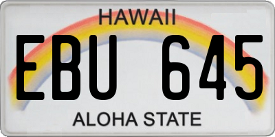 HI license plate EBU645