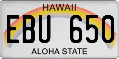 HI license plate EBU650