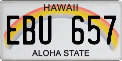 HI license plate EBU657