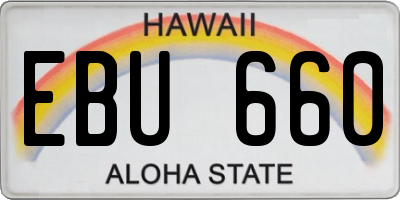 HI license plate EBU660