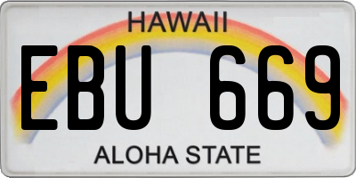 HI license plate EBU669