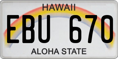 HI license plate EBU670