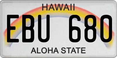 HI license plate EBU680