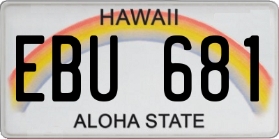 HI license plate EBU681